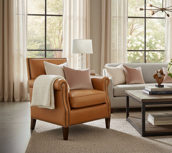 Lulu Leather Tight Back Accent Chair