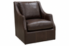 Image of Hamilton Leather Pillow Back SWIVEL/GLIDER Accent Chair