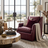 Image of Hamilton Leather Pillow Back SWIVEL Accent Chair