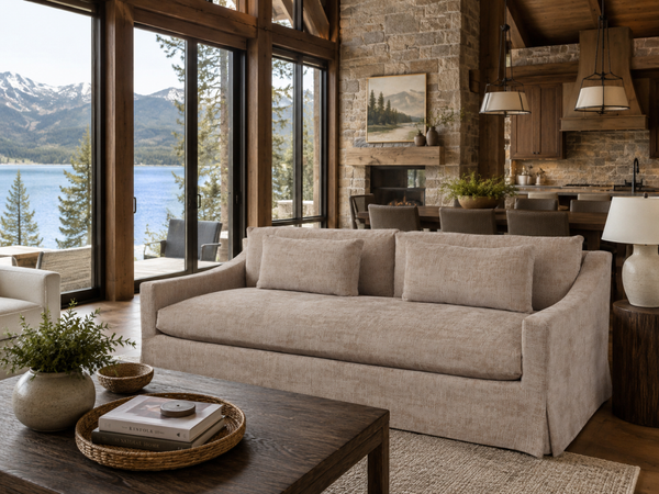 Lara Driftwood 96 Inch "Quick Ship" Slipcovered Sofa