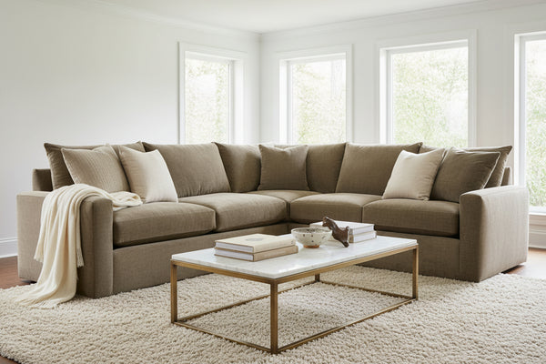 Julia Olive "Quick Ship" Two Piece Pillow Back Sectional (As Configured)