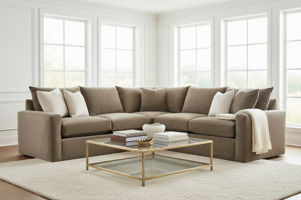 Julia Olive "Quick Ship" Two Piece Pillow Back Sectional (As Configured)