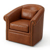 Image of Chester Leather Barrel Swivel Accent Chair