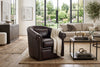 Image of Chester Leather Barrel Swivel Accent Chair