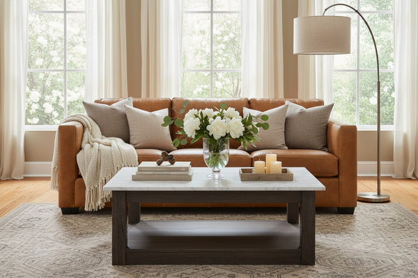 Townsend Leather Track Arm Living Room Furniture Collection