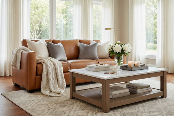 Townsend 91 Inch Timeless Track Arm Leather Sofa