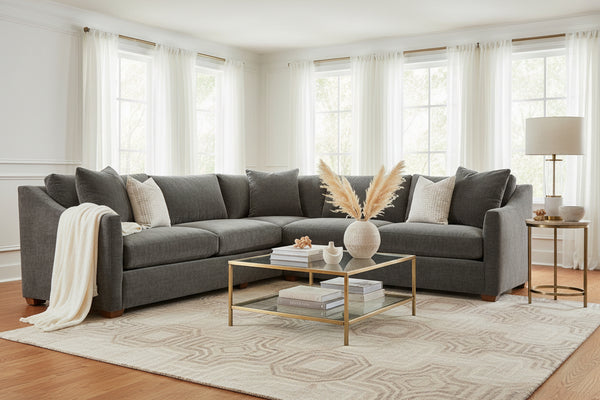 Macy Pepper "Quick Ship" Two Piece Pillow Back Sectional (As Configured)
