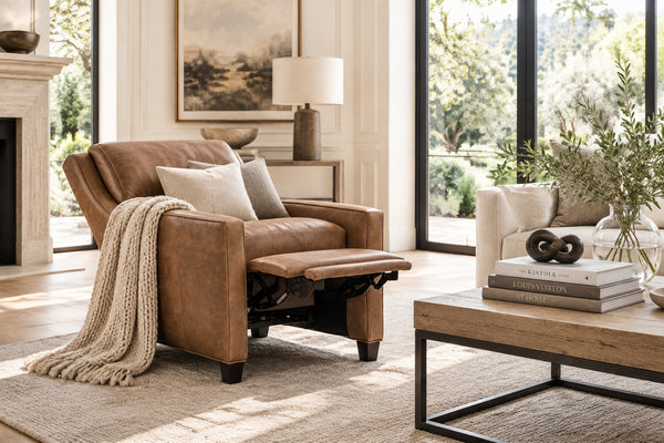 Cora Leather Bustle Back Reclining Chair