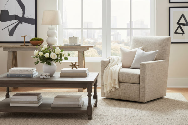Blaine Contemporary SWIVEL/GLIDER Fabric Accent Chair