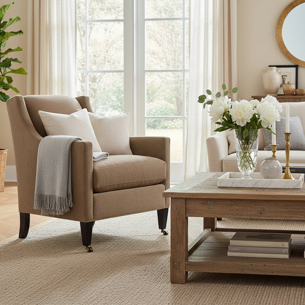 Jessica Wing Back Fabric Accent Chair