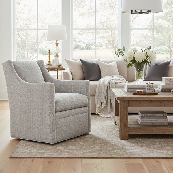 Jessica SWIVEL Wing Back Fabric Accent Chair