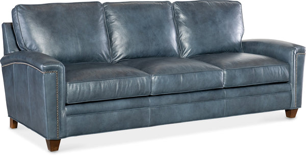 Clifford 88 Inch Transitional Three Cushion Pillow Back Leather Sofa
