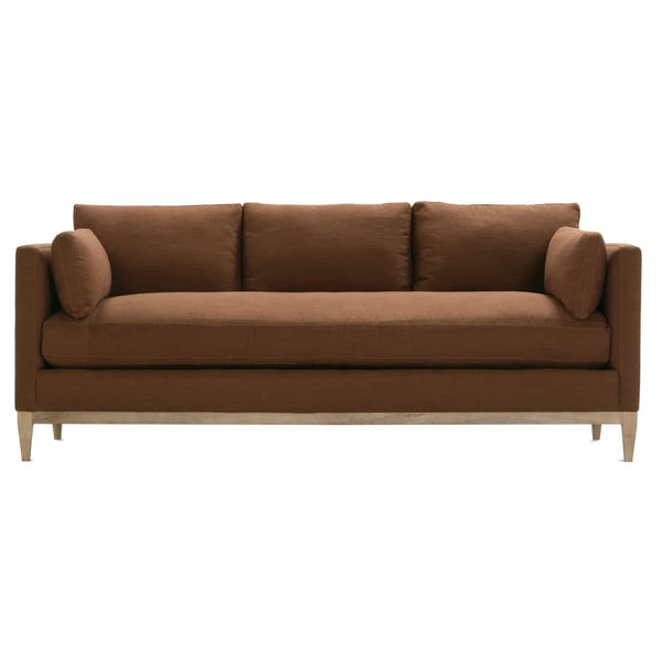 Georgia 86 Inch "Quick Ship" Single Bench Seat Brown Linen Blend Sofa