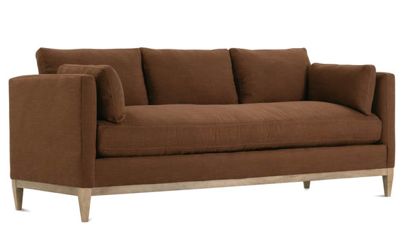 Georgia 86 Inch "Quick Ship" Single Bench Seat Brown Linen Blend Sofa