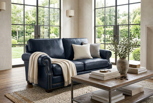 Robinson Pillow Back Leather Loveseat With Nailhead Trim