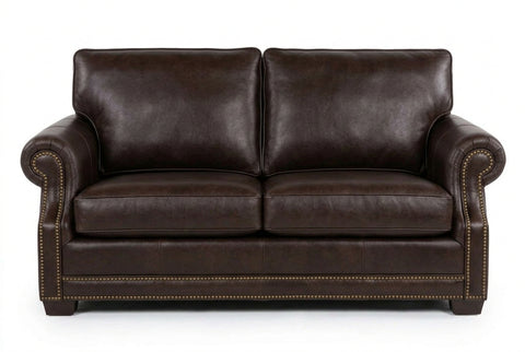Robinson Pillow Back Leather Loveseat With Nailhead Trim