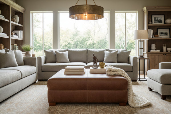 Gaines "Ready To Ship" 48 Inch Square Leather Ottoman With Storage (Photo For Style Only)