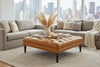 Image of Winton Tufted 36", 40", 44", Or 48" Inch Square Leather Ottoman (4 Sizes Available)