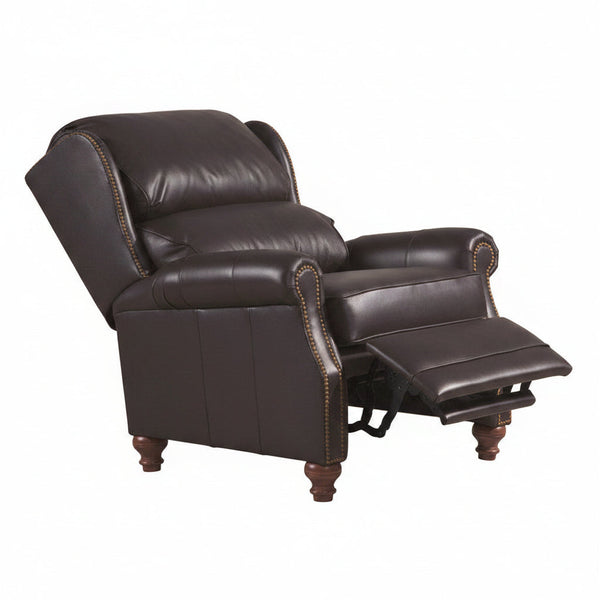 Doyle Leather Bustle Pillow Back Recliner