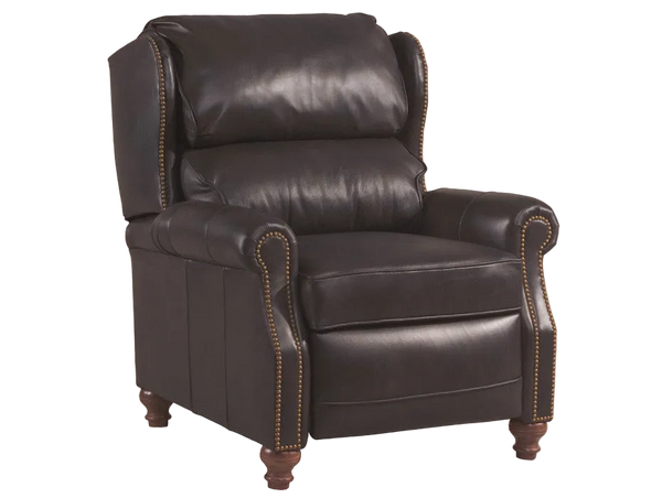Doyle Leather Bustle Pillow Back Recliner