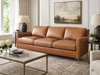 Image of Quincy Cognac 86 Inch Modern Top Grain Leather Pillow Back Sofa
