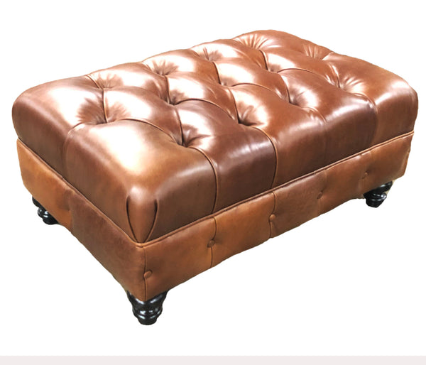 Benedict Leather Footstool Ottoman