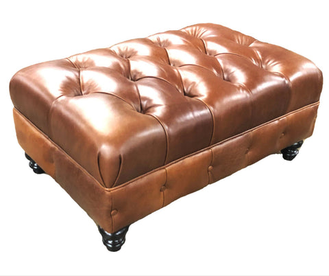 Benedict Leather Footstool Ottoman