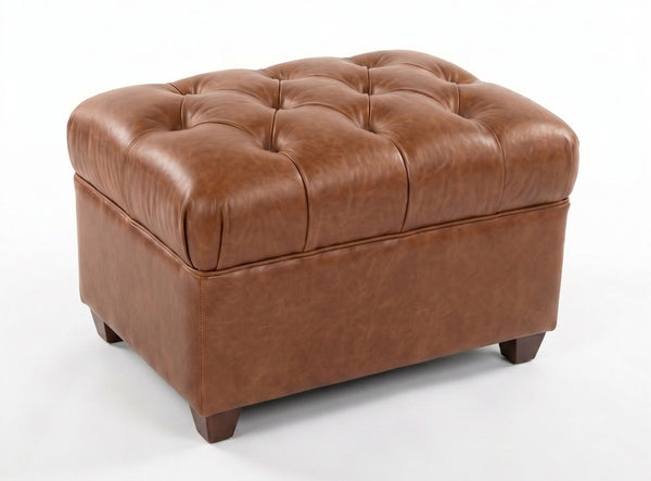 London Leather Footstool Ottoman