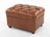Image of London Leather Footstool Ottoman