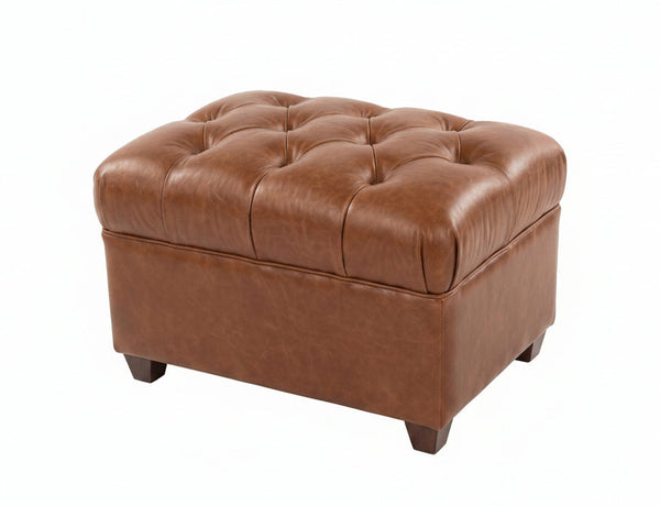 London Leather Footstool Ottoman