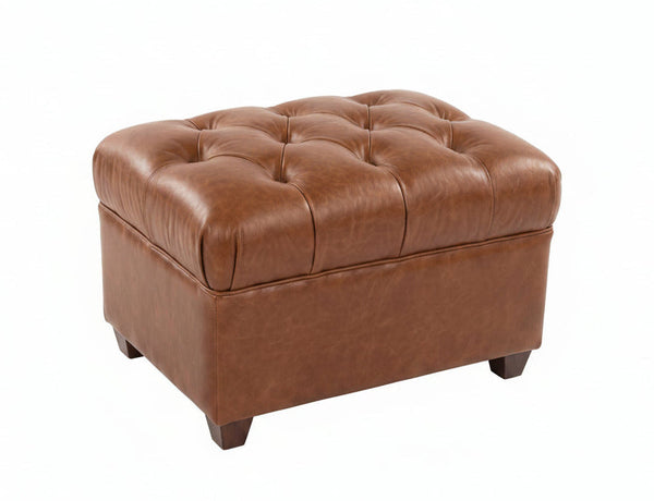 London Leather Footstool Ottoman