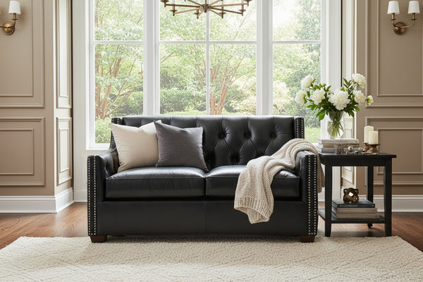 London Leather Tufted Loveseat