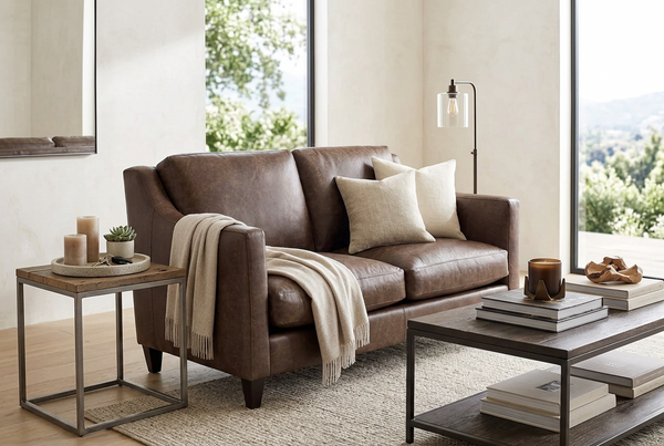 Marlow Leather Slope Track Arm Living Room Furniture Collection