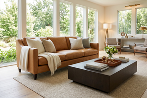 Marlow 88 Inch Timeless Slope Track Arm Leather Sofa