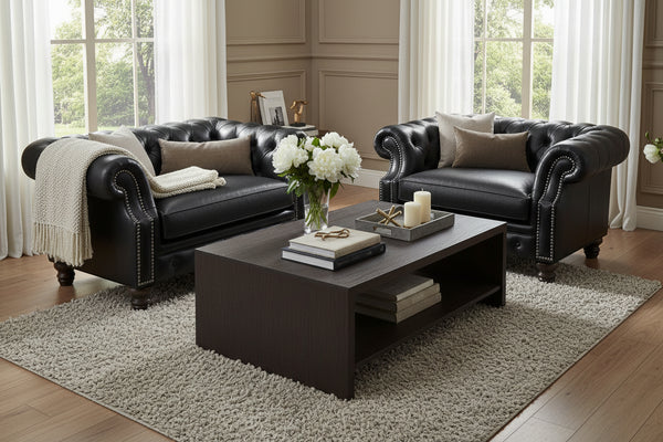 Westminster Leather Tufted Chair And A Half