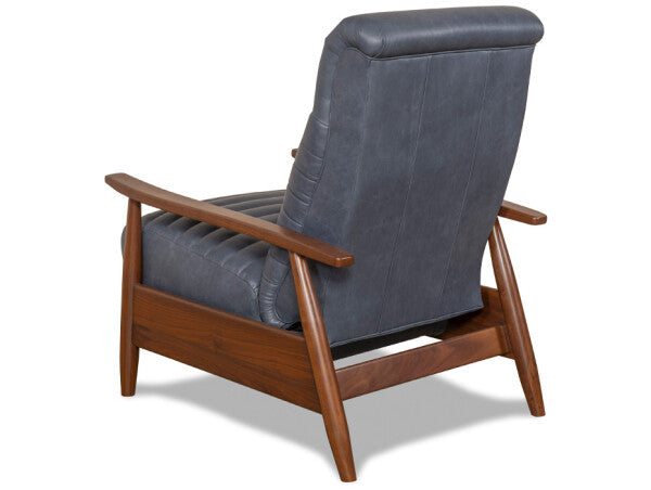 Anton Mid-Century Modern Leather And Wood Recliner Chair