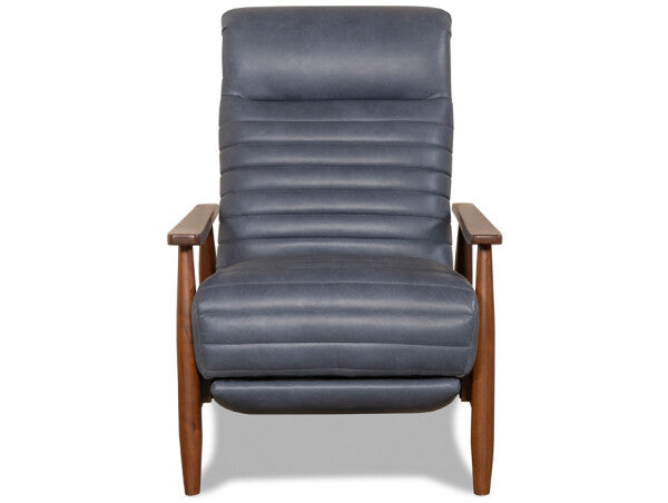 Anton Mid-Century Modern Leather And Wood Recliner Chair