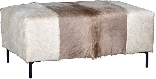 Buckaroo Champagne Dark Hair On Hide 43" Inch Rectangular Leather Ottoman