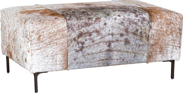 Buckaroo Longhorn Hair On Hide 43" Inch Rectangular Leather Ottoman