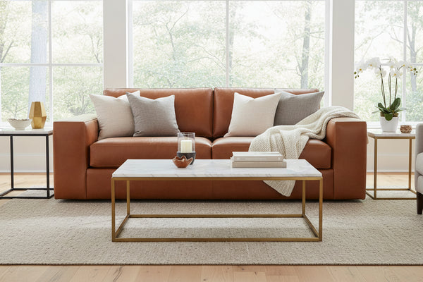 Preston 108 Inch Two Cushion Wide Track Arm Leather Sofa