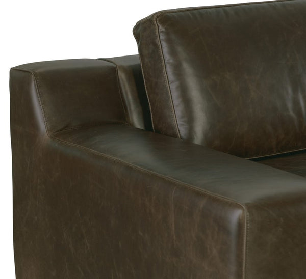 Wells 84 Inch Two Cushion Wide Track Arm Leather Sofa