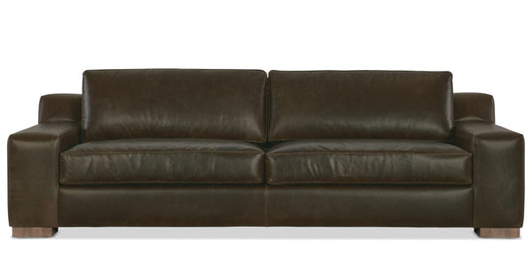 Wells 84 Inch Two Cushion Wide Track Arm Leather Sofa
