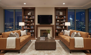 Kellan Modern Leather Track Arm Sofa Collection