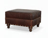 Image of Hampton Leather Footstool Ottoman w/ Nailhead Trim