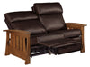Image of Highland "WALL HUGGER" White Oak Mission Style Leather Reclining Loveseat