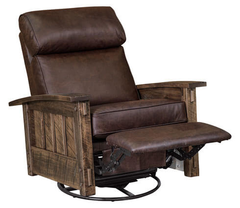 Stockton SWIVEL/GLIDER Rough Sawn Mission Style Leather Reclining Chair