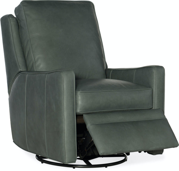Alaric Leather SWIVEL/GLIDER Pillow Back Reclining Chair