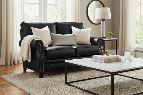 Alexander Traditional Two Cushion Leather Loveseat