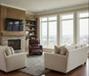 Image of Alistair Leather SWIVEL / GLIDER Bustle Pillow Back Recliner Chair