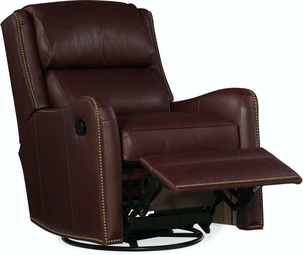 Alistair Leather SWIVEL / GLIDER Bustle Pillow Back Recliner Chair